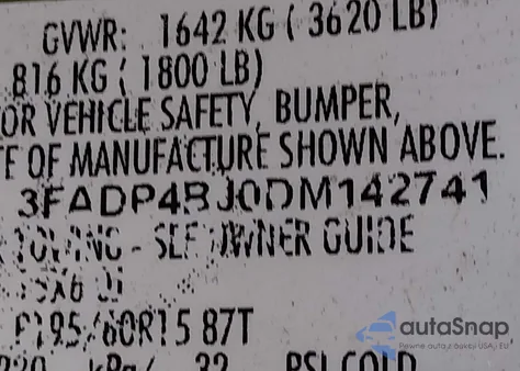 2013 Ford Fiesta Se z USA, uszkodzony, nr VIN 3FADP4BJ0DM142741